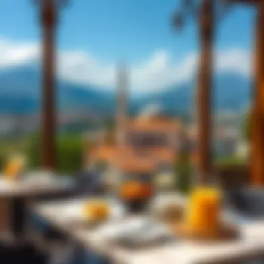 Breakfast with a View of Anadolu Hisarı A serene view of Anadolu Hisarı's historical landscape with breakfast tables set outdoors