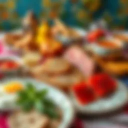 A traditional spread of Turkish breakfast delicacies showcasing vibrant colors and textures