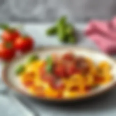 Exquisite Presentation of Barilla Pappardelle A beautifully arranged plate of Barilla Pappardelle with vibrant sauce