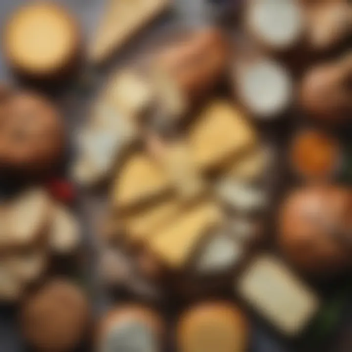 An assortment of local cheeses and fresh bread