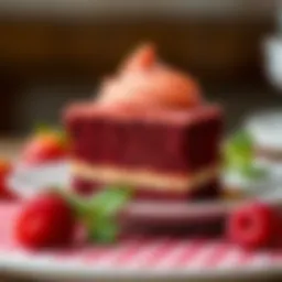 A beautifully plated velvet dessert showcasing its rich texture