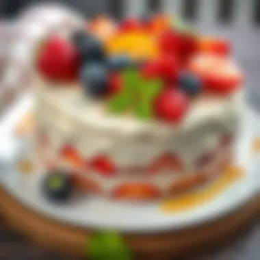 Healthy yogurt cake topped with fresh fruits