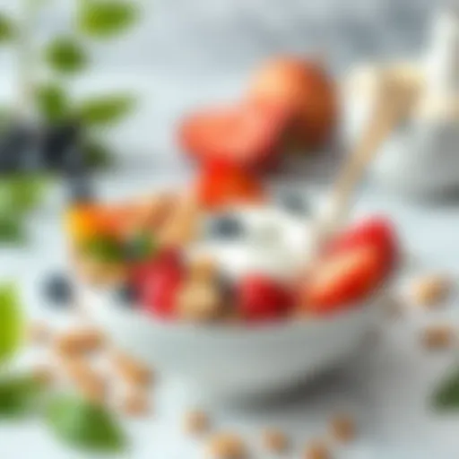 A bowl of fresh yogurt with fruits and nuts for detox purpose