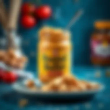 Artisan Peanut Butter Presentation An elegant jar of peanut butter with a spoon, showcasing its natural color and consistency