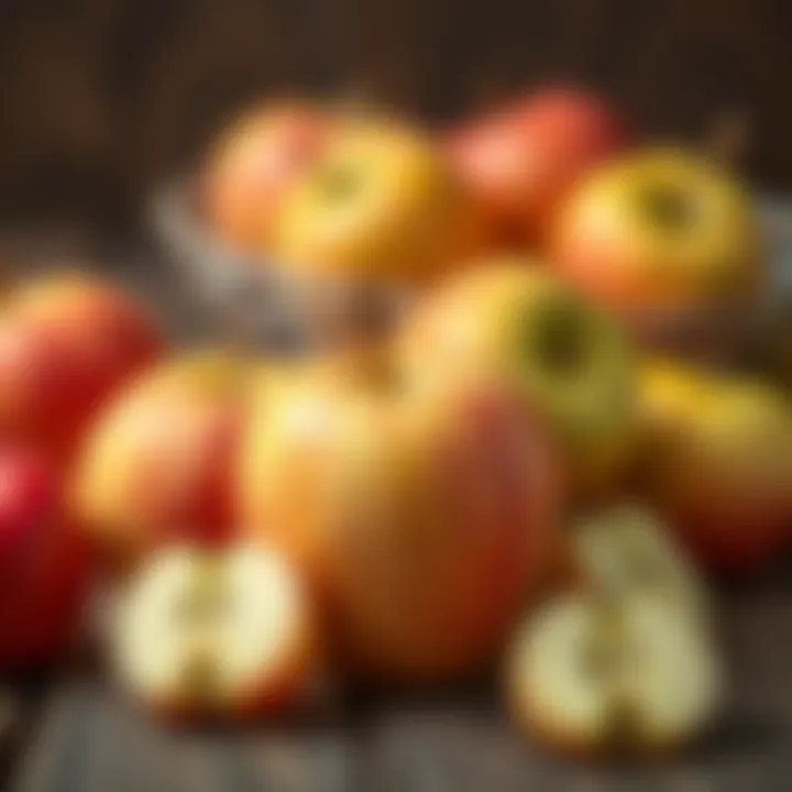 Fresh apples on a wooden table