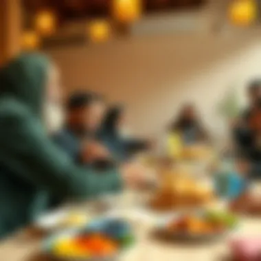 The Spirit of Community in Iftar Group of individuals sharing a meal during iftar.