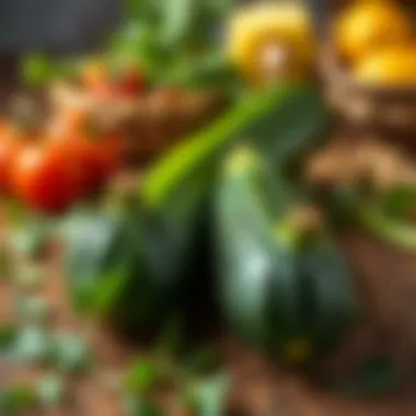 Fresh zucchini on a wooden table