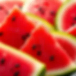 Fresh watermelon slices showcasing vibrant colors and textures