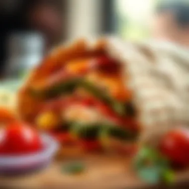 A close-up of the deliciously layered katik döner with regional ingredients.