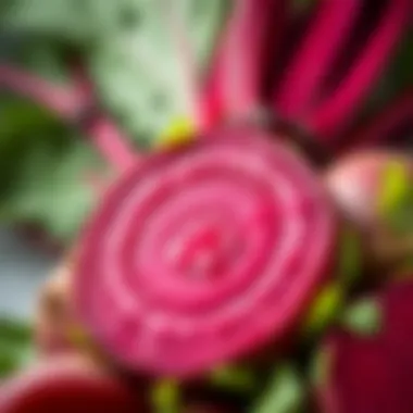 Close-up of beetroot slices revealing their juicy interior