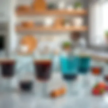 Variety of lav kahve glasses in a modern kitchen