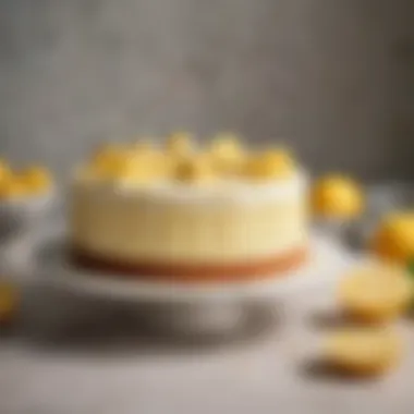 A beautifully decorated lemon cream cake with a citrus garnish