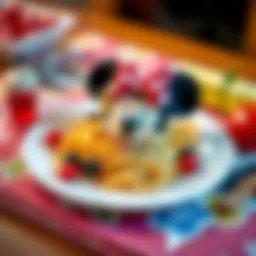 Delicious Minnie Mouse themed pasta on a colorful plate