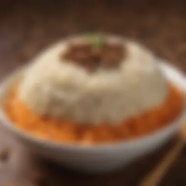 Close-up of flavorful rice and spice filling