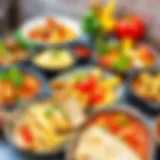 A vibrant array of ready meals showcasing diverse cuisines